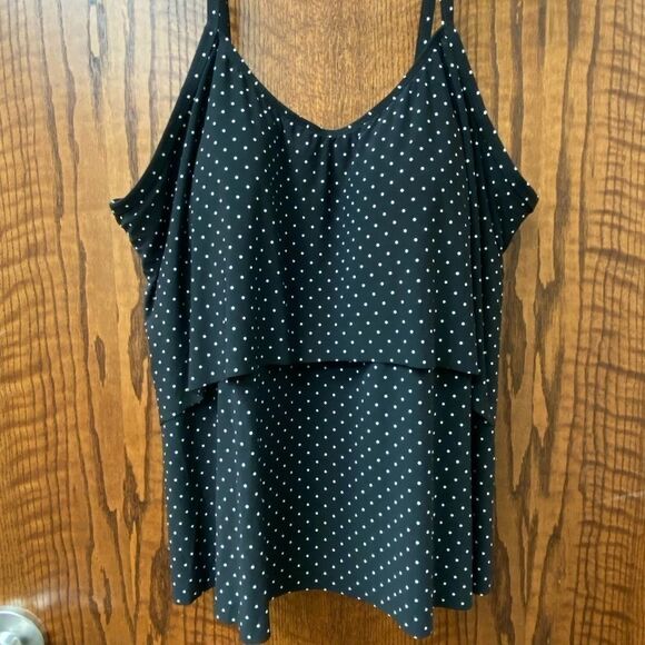 St. john's Bay Black Dots Tankini‎ Swimsuit Top - Picture 4 of 11